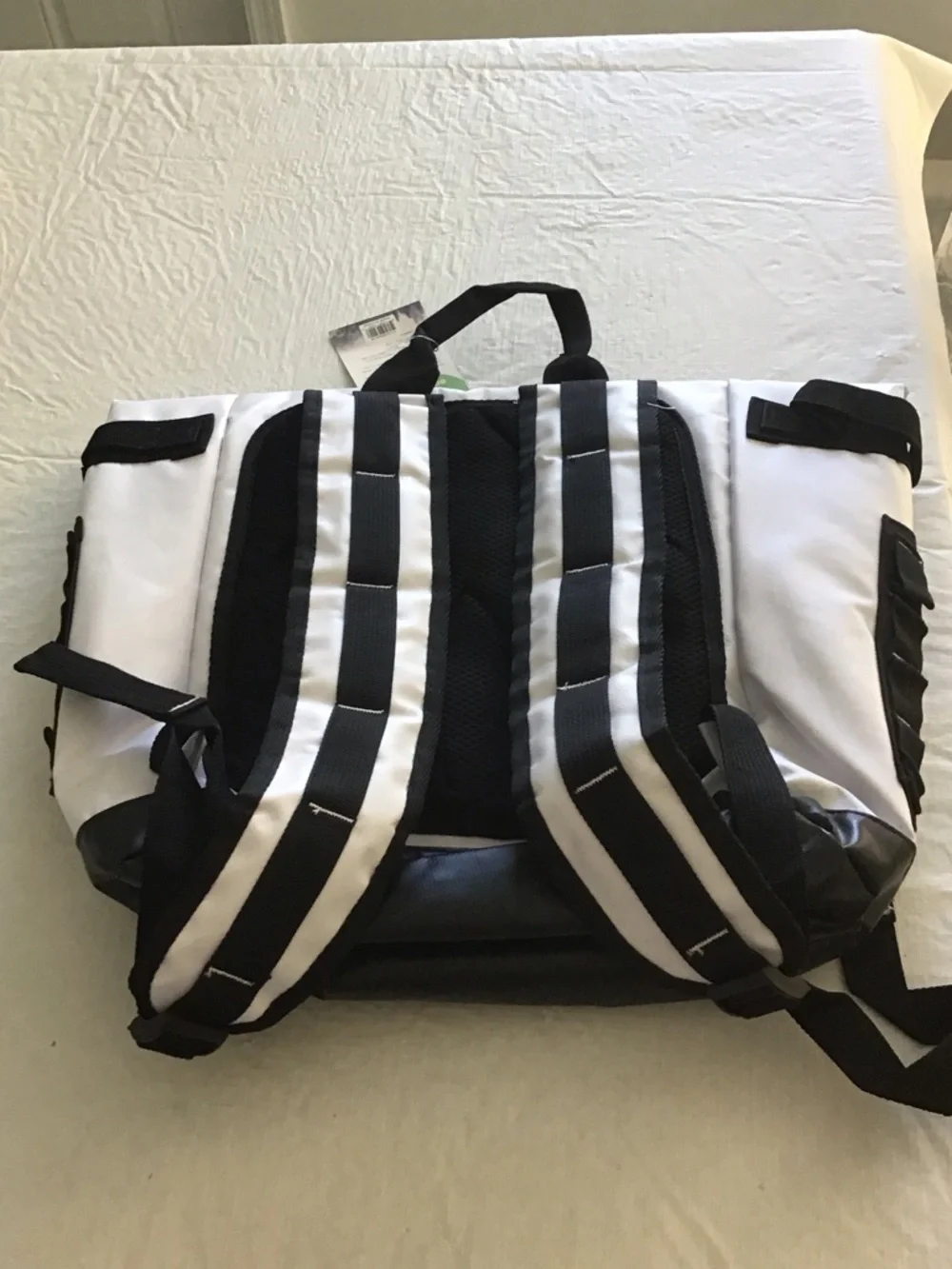 White and Black Men's Cooler Backpack can hold 24 cans